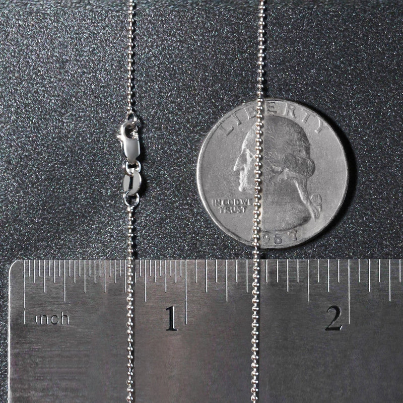 14k White Gold Bead Chain 1.0mm (1.00 mm)