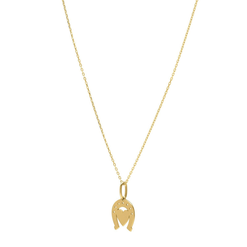 Heart and Horse Necklace in 14K Yellow Gold