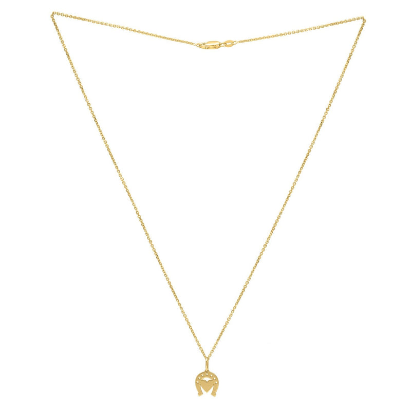 Heart and Horse Necklace in 14K Yellow Gold
