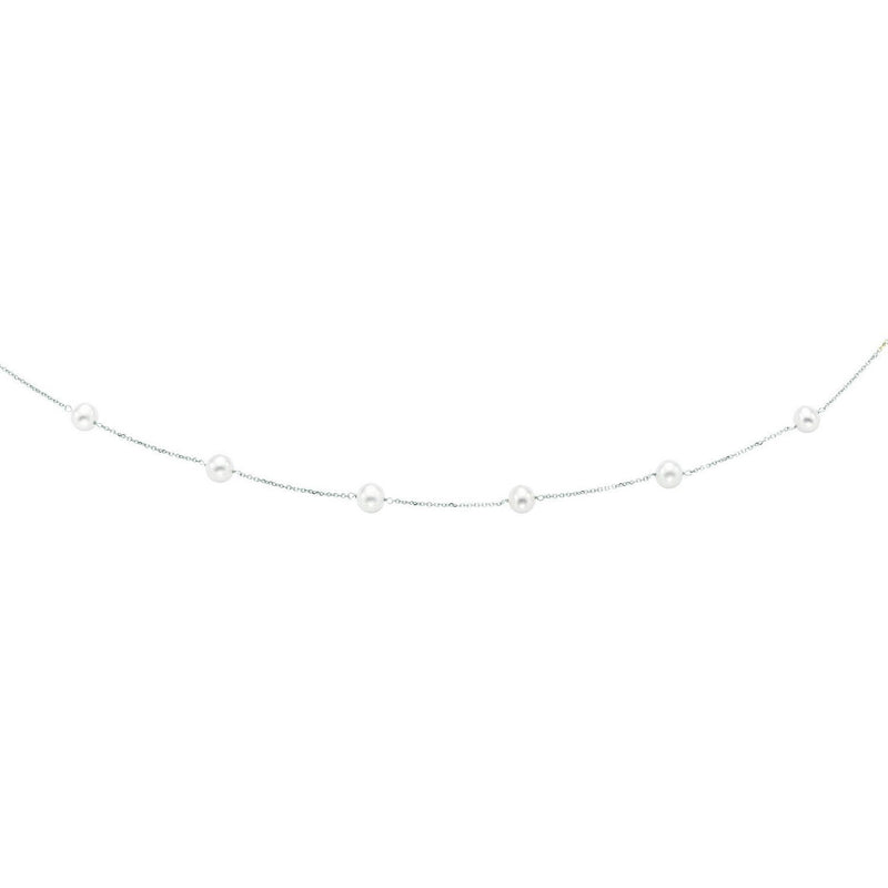 14k White Gold Necklace with White Pearls