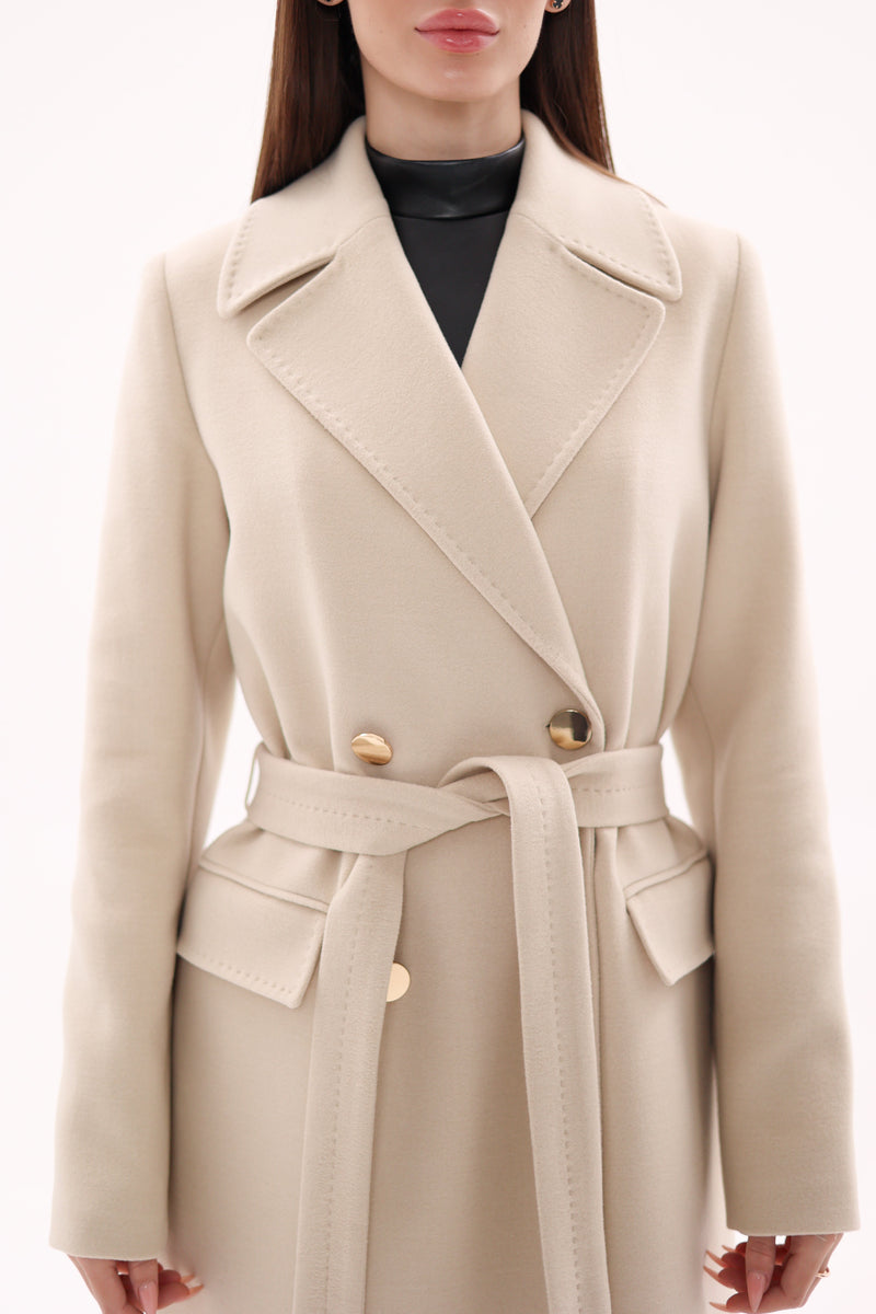 Denise Cashmere Blend Overcoat in Nude