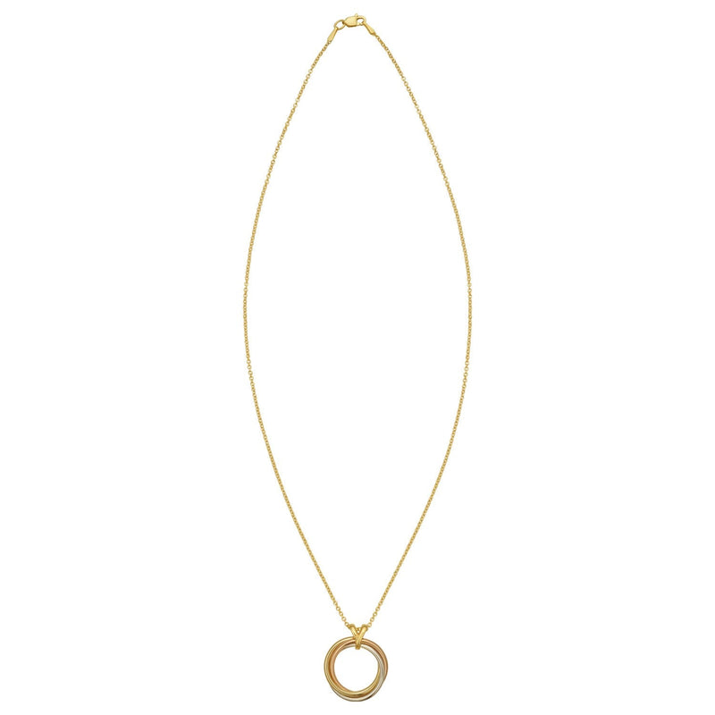 14K Tri Color Gold Interlocking Circle Pendant Necklace
