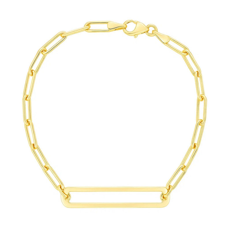 14k Yellow Gold High Polish Open Curved Paperclip Bracelet (3.30 mm)