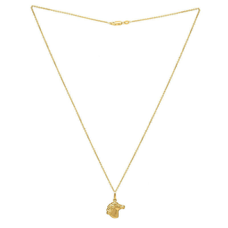 Horse Profile Medium Necklace in 14K Yellow Gold