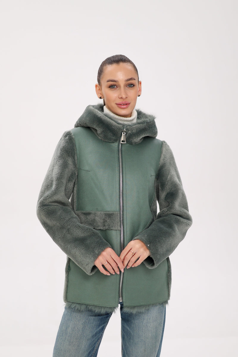 ⇆ Reversible Hooded Wool Blend Jacket