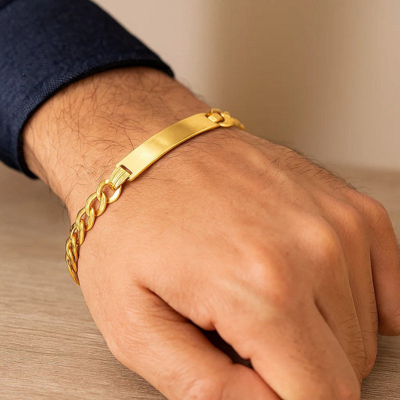 14k Yellow Gold 8 1/2 inch Mens Curb Chain ID Bracelet (8.30 mm)