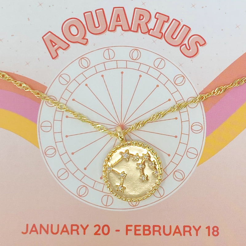 Astronomical Glam Zodiac Constellation Medallion Necklace
