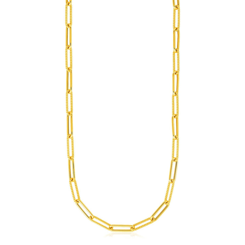 14k Yellow Gold Textured Paperclip Chain (3.5 mm)