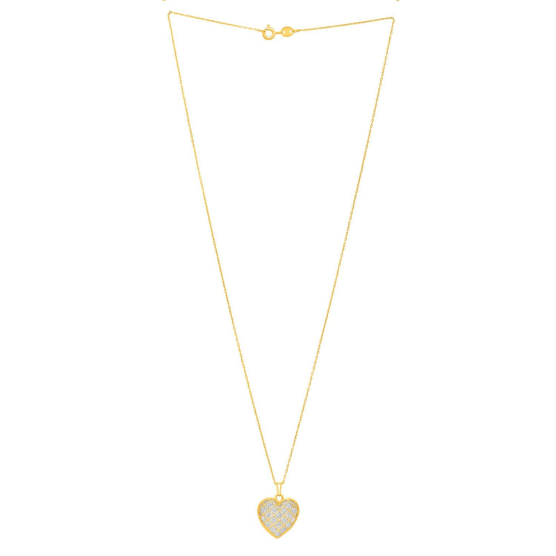 Checkered Heart Necklace in 14K Yellow Gold