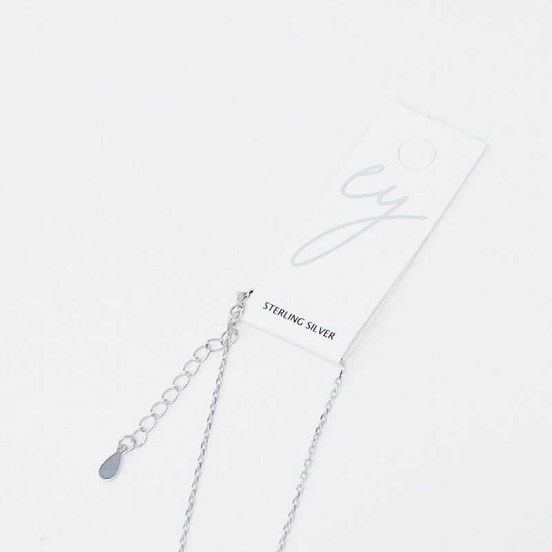 Double Stone Pendant Sterling Silver Necklace