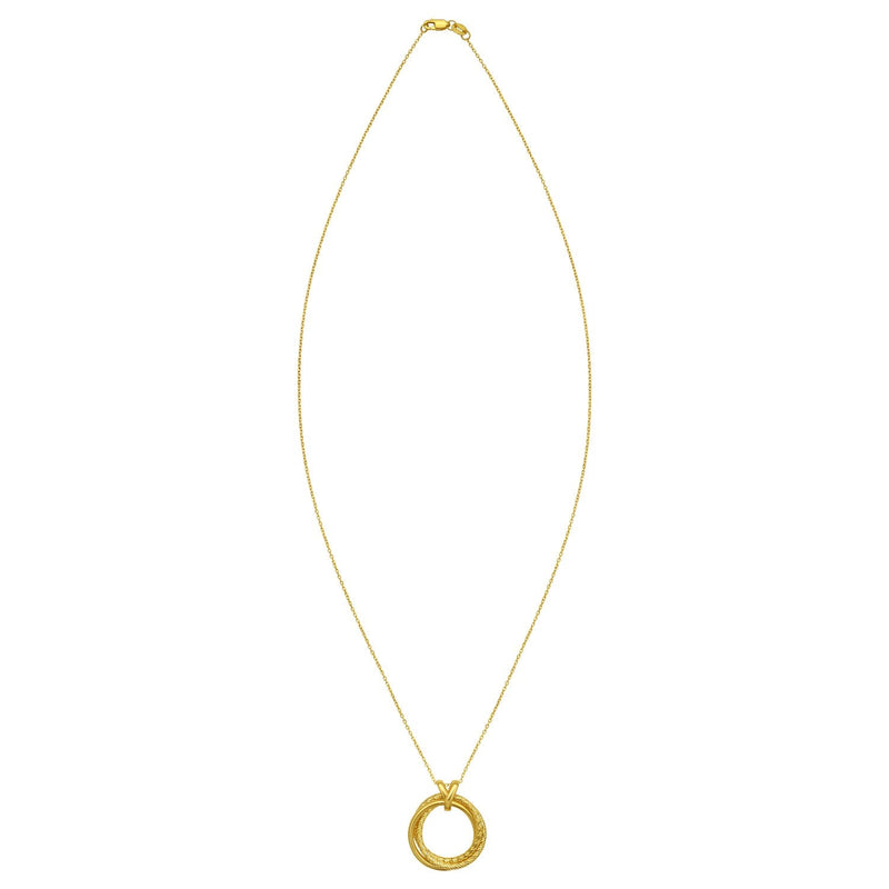 14K Yellow Gold Interlocking Diamond Cut Trinity Necklace