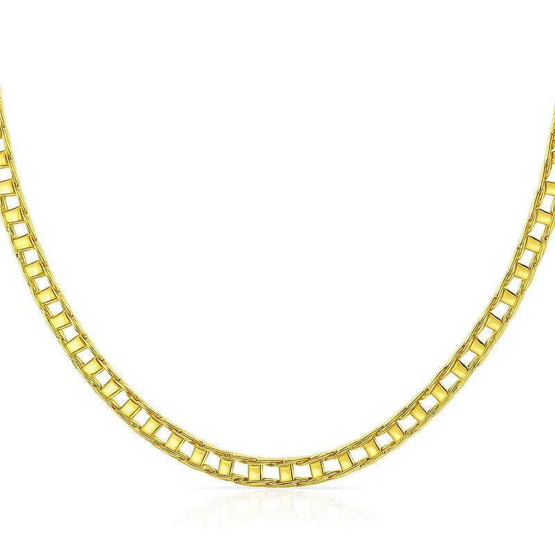 14k Yellow Gold Men's Necklace with Track Design Links
