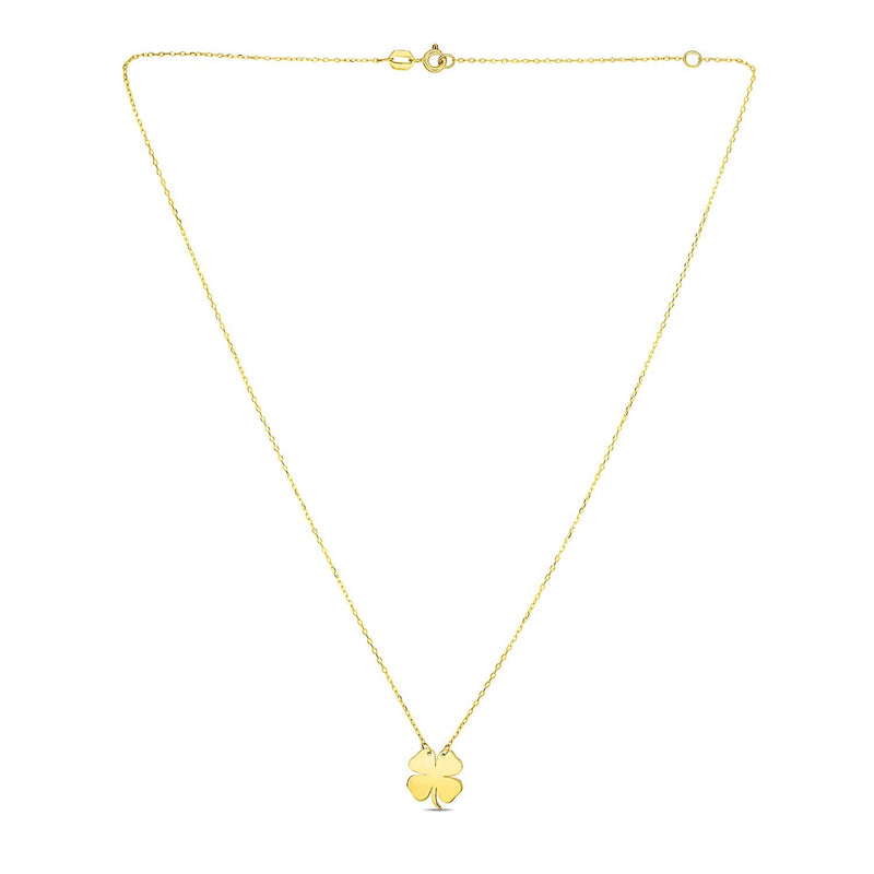 14K Yellow Gold Four Leaf Clover Necklace