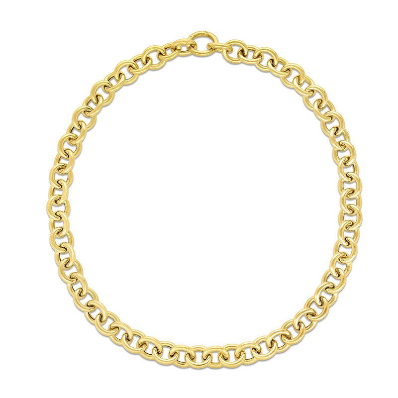 14k Yellow Gold Round Link Chain Necklace