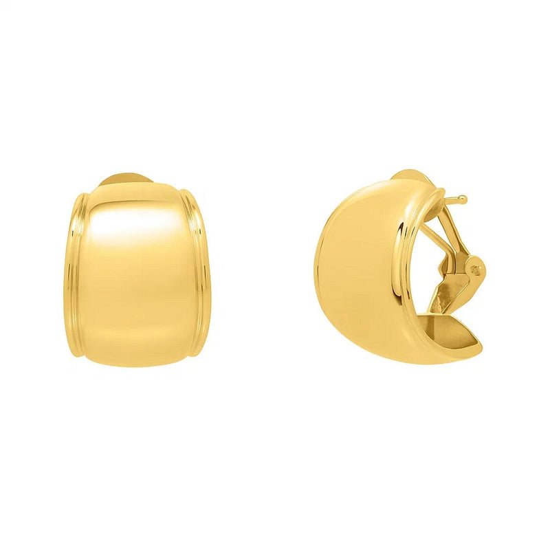 Omega Mixed Media Hoop Earrings in 14K Yellow Gold