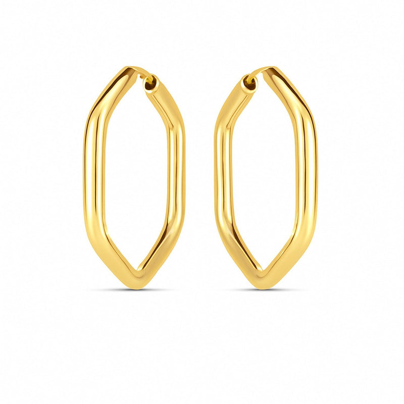 14k Yellow Gold Endless Hexagon Hoop Earrings