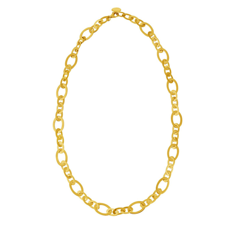 Large Flat Oval Link Necklace in 14K Yellow Gold (7.90 mm)