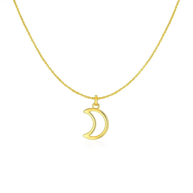 14k Yellow Gold Necklace with Moon