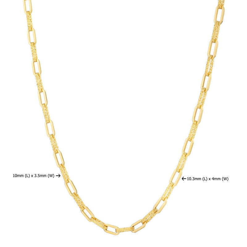 14k Yellow Gold Diamante Paperclip Chain Necklace (4.00 mm)