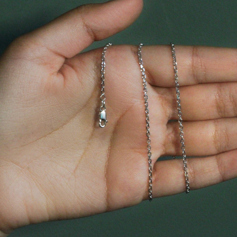 18k White Gold Diamond Cut Cable Link Chain (1.90 mm)