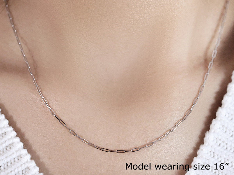 14K White Gold Fine Paperclip Chain (1.50 mm)