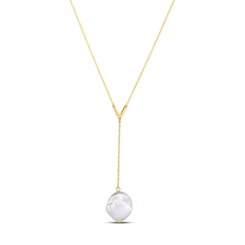 14k Yellow Gold Tesoro Pearl Lariat Necklace