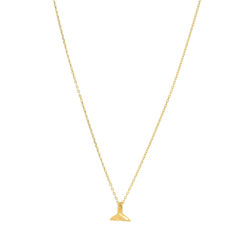 Whale Tail Necklace in 14K Yellow Gold