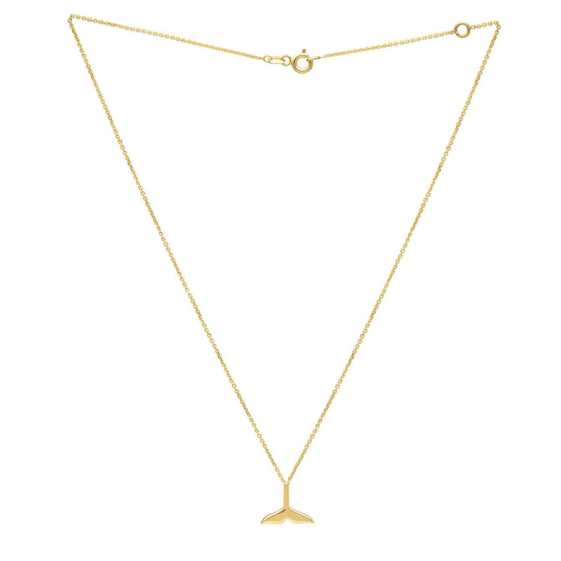Whale Tail Necklace in 14K Yellow Gold
