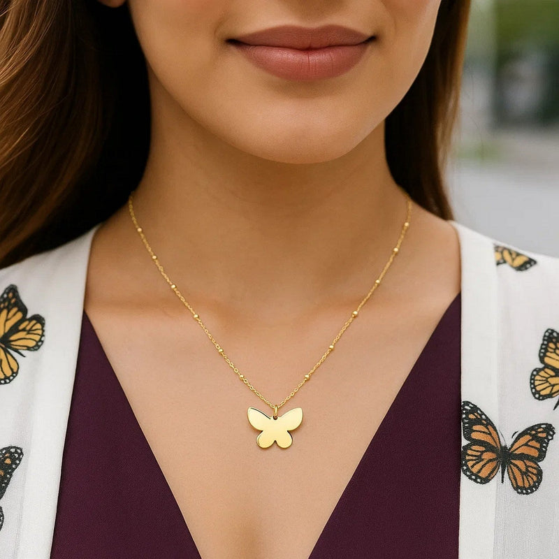 14k Yellow Gold Ppillon Butterfly Necklace
