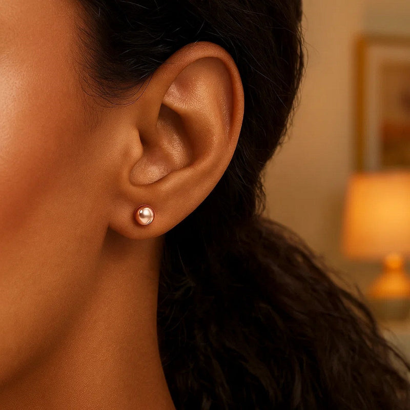 14k Rose Gold Classic Round Shape Stud Earrings (6mm)
