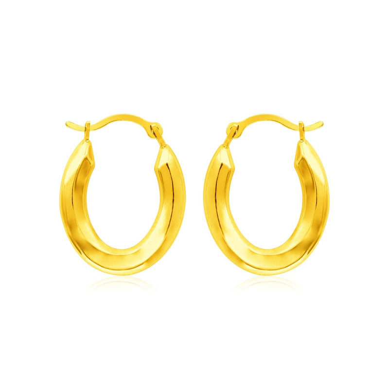 14k Yellow Gold Polished Oval Hoop Earrings