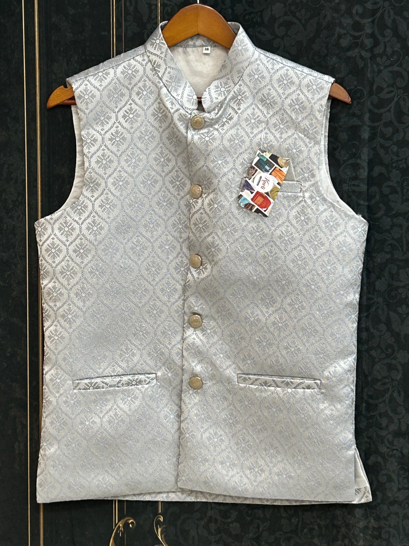 Silk vests for men | half jacket / kurta : Grey