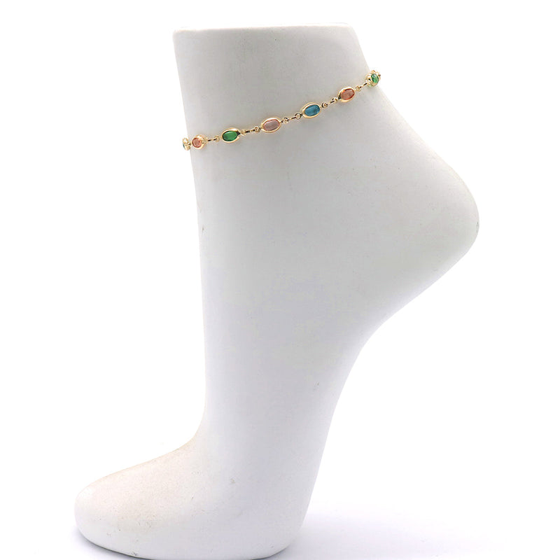 Anklet with Crystals in 18k Yellow Gold