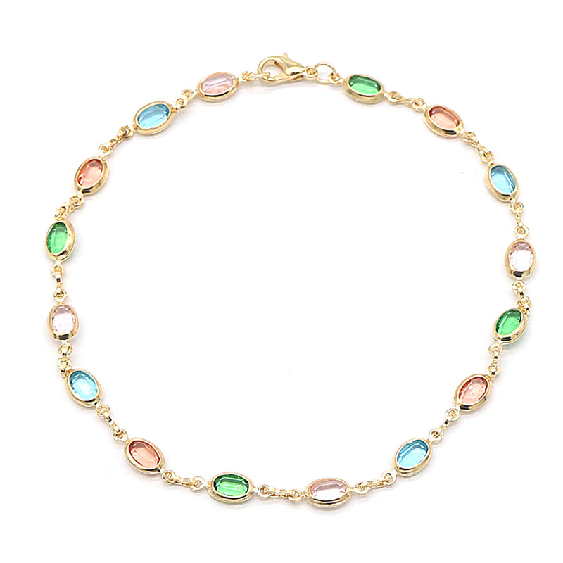 Anklet with Crystals in 18k Yellow Gold