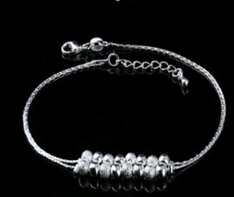 Ball Bead Anklet in 14k White Gold