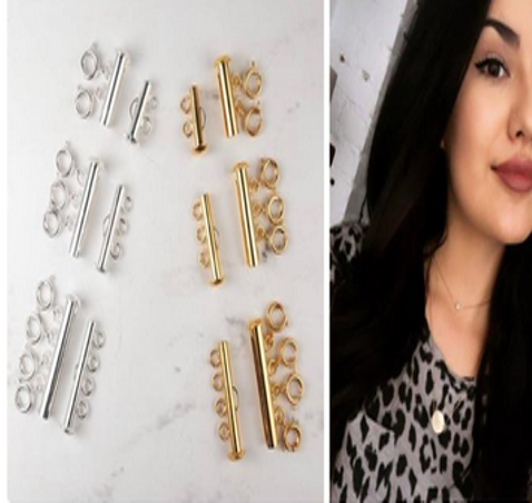 Sterling and 14K Gold Necklace Layering Clasp (4 Piece Set)