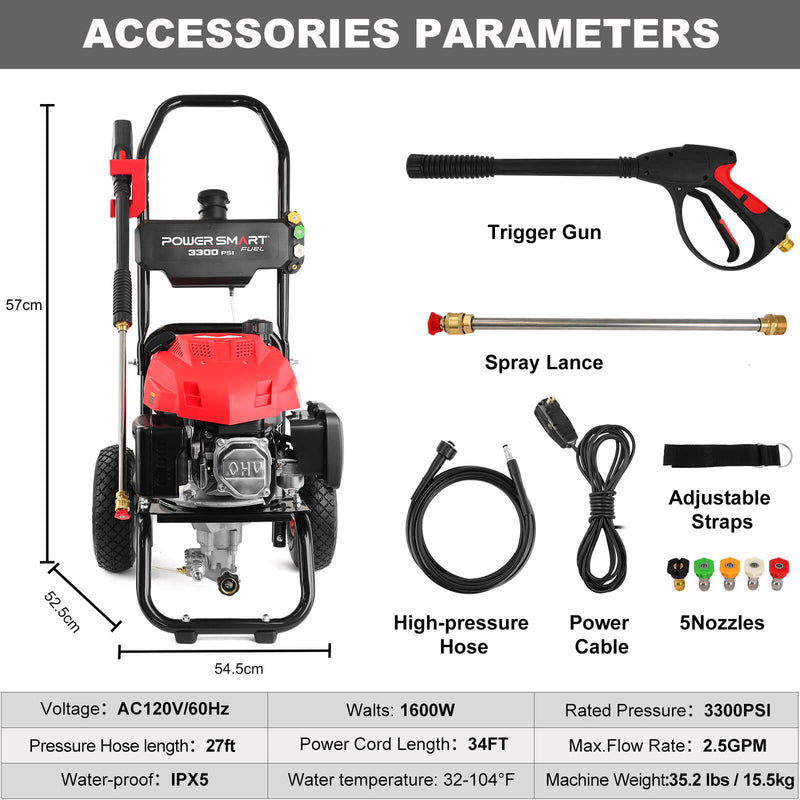 3300PSI 2.5GPM 201cc Gas Pressure Washer DB1050