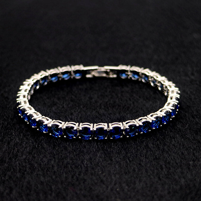 Classic Sapphire Tennis Bracelet in Rhodium