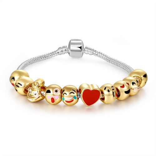Emoji Charm Bracelet in 18K White Gold Plating
