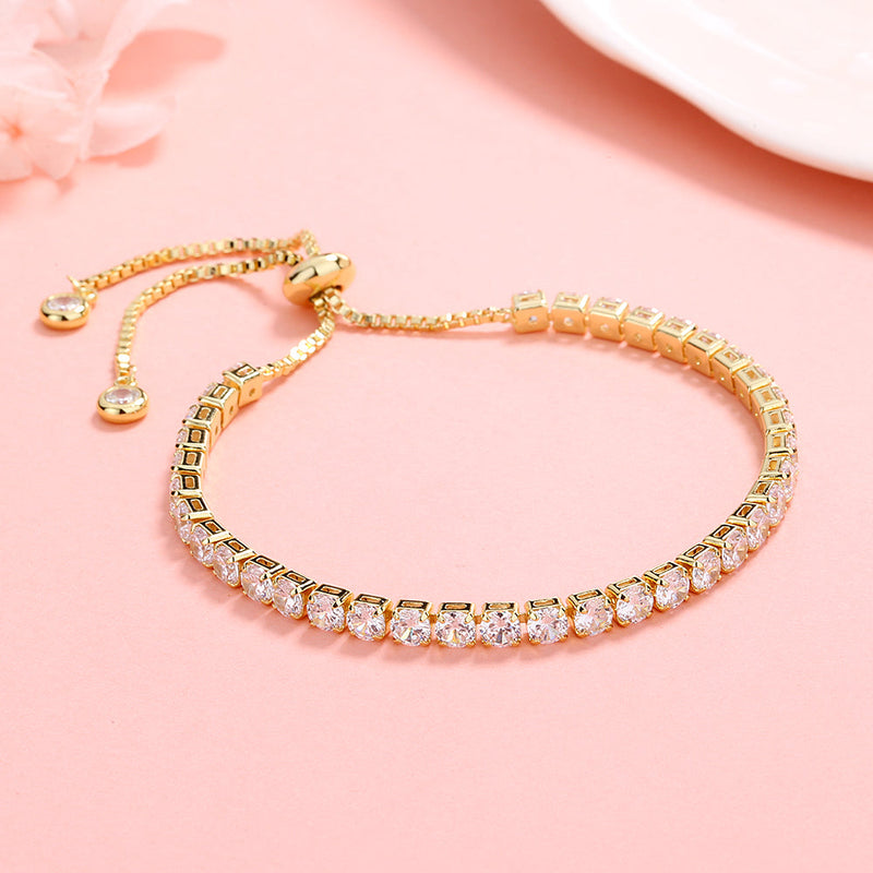 Amy and Annette 14K Gold Adjustable Tennis Bracelet with crystals from Swarovski