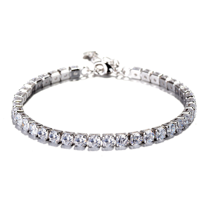 14K Gold Genuine Crystal Tennis Bracelet