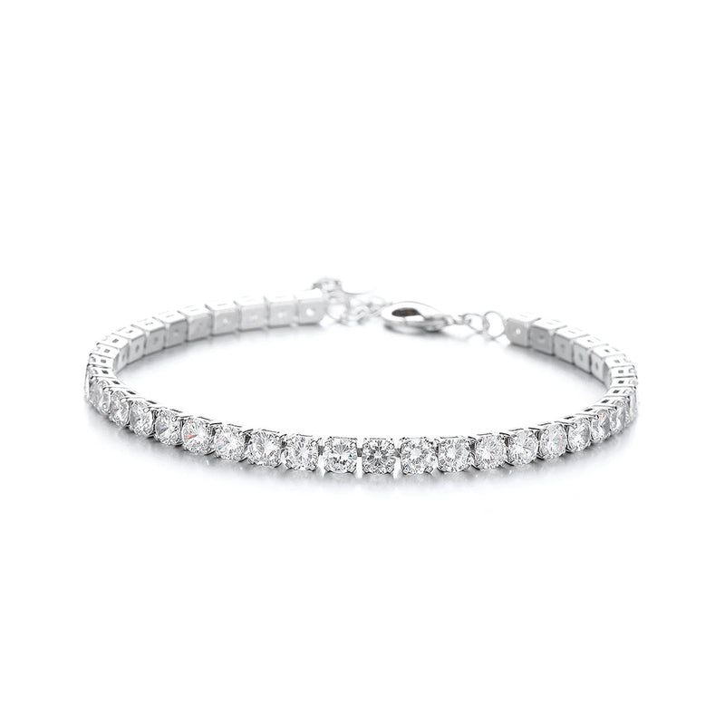 14K Gold Genuine Crystal Tennis Bracelet