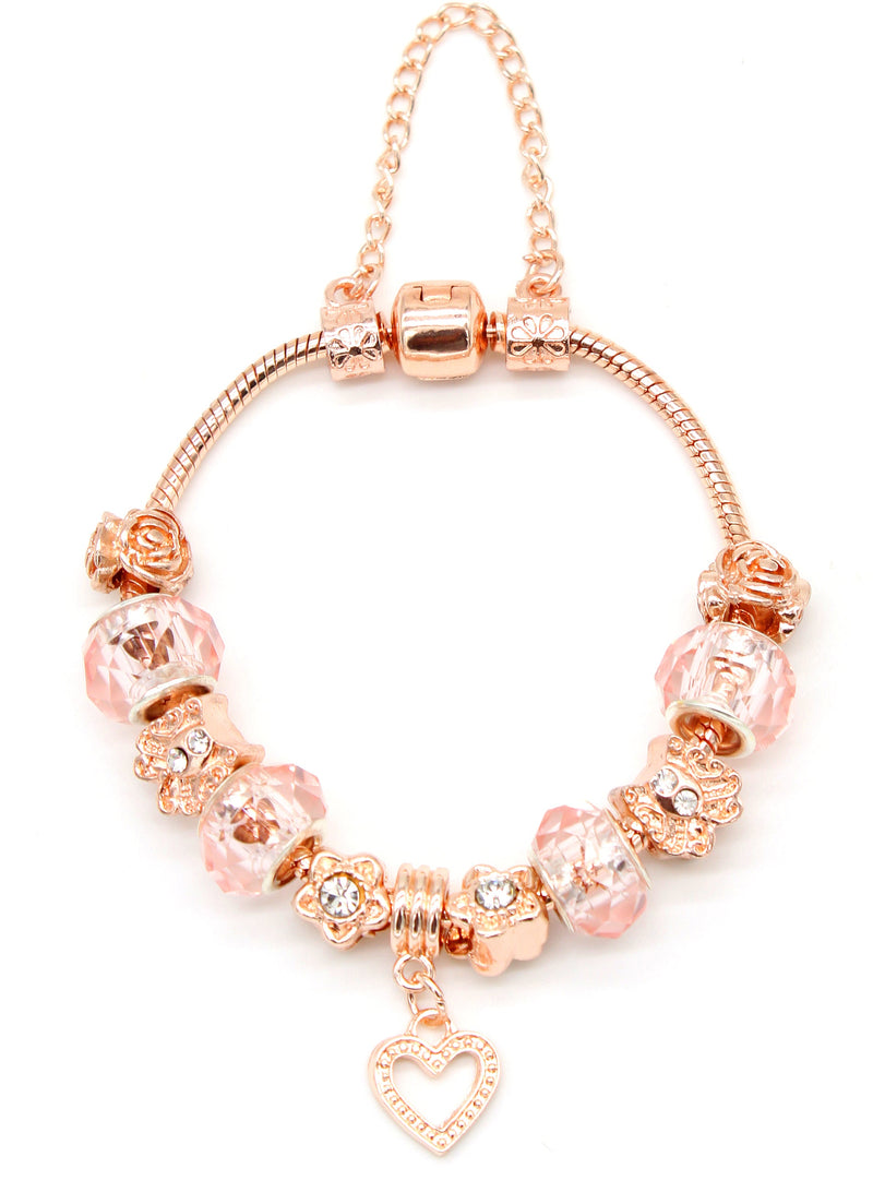 Swarovski Crystal Murrano Heart Bracelet in 14k Rose Gold