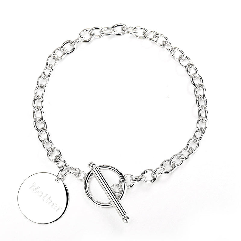 Inspirational Toggle Bracelets in 14K White Gold -Daughter or Mother