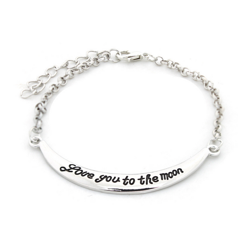 Love you to the moon Bracelet in 14K White Gold