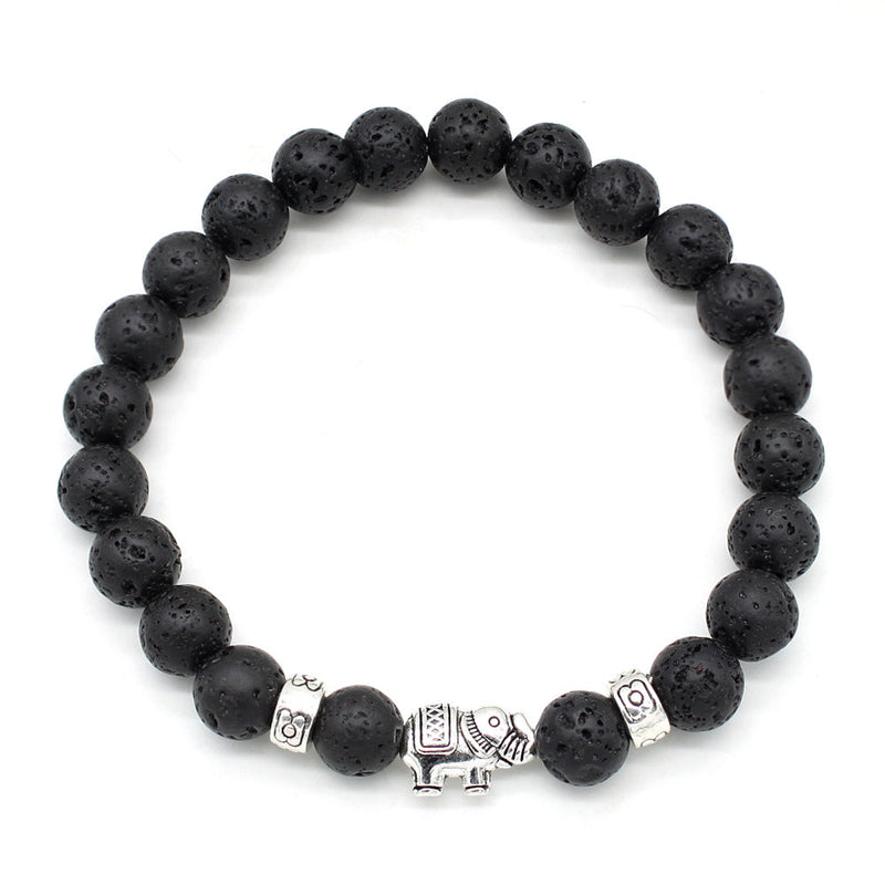 Lava Stone Lucky Elephant Bracelet