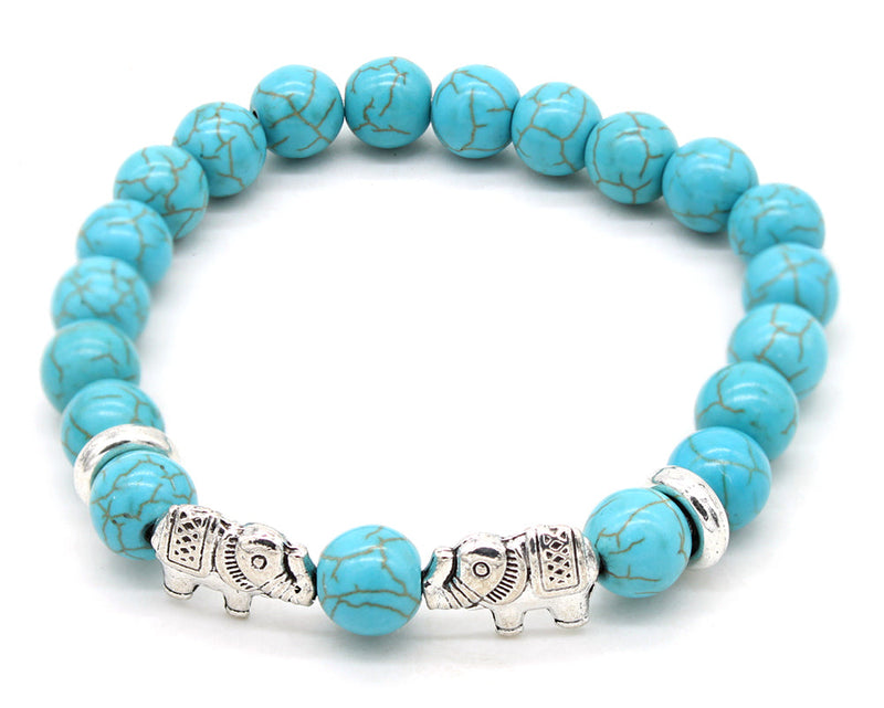 Turquoise Ball Bead Elephant Bracelet