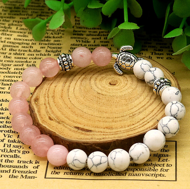 Genuine Quartz and Turtle Healing Bracelet