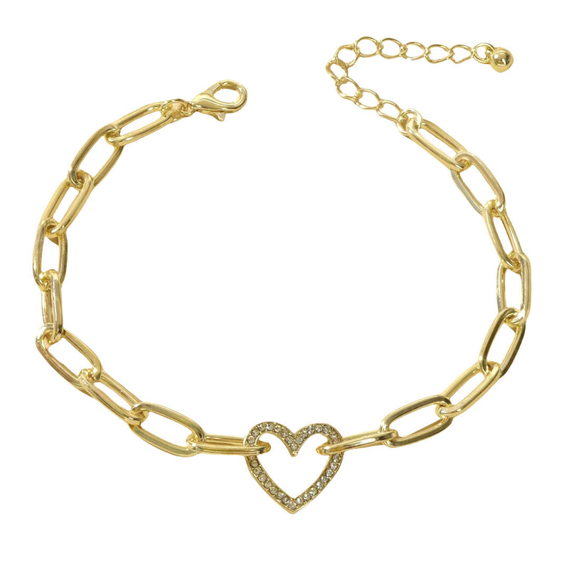 18K Gold Paper Clip Heart Bracelet