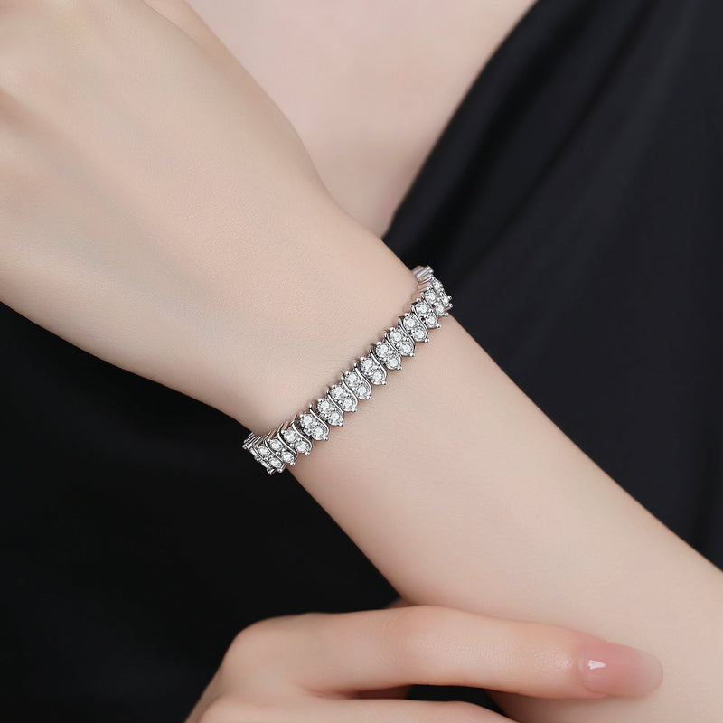 18K Gold Tennis Bracelet with Simulated Diamonds